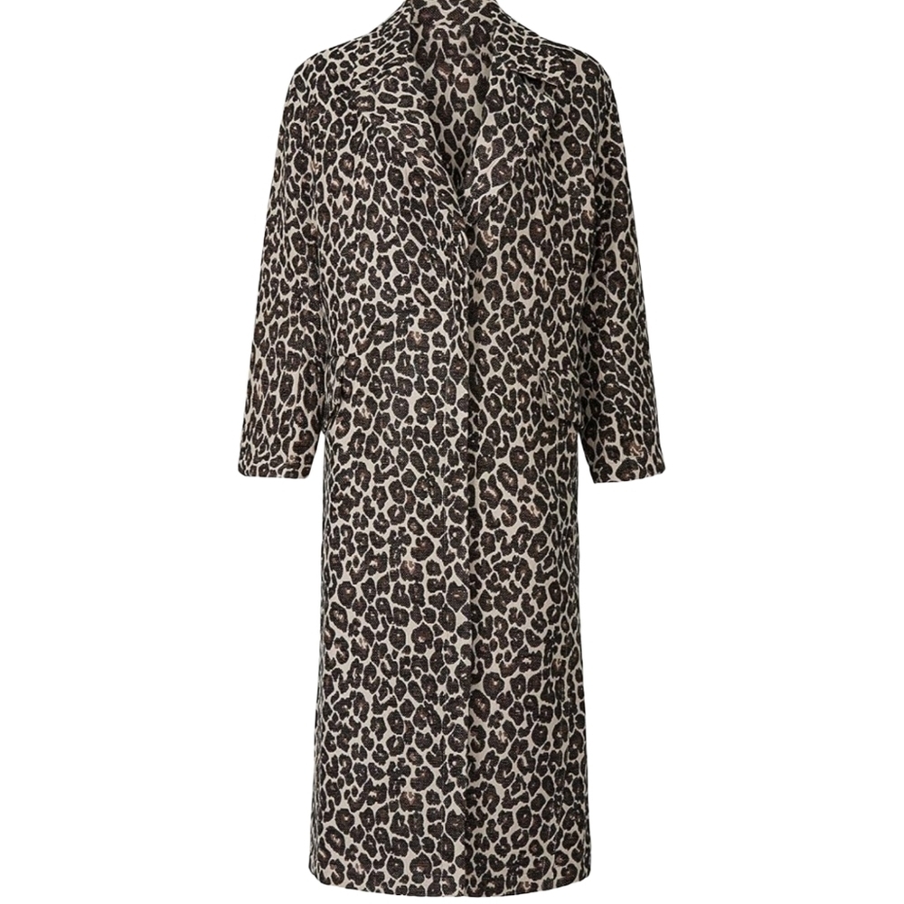Victor Alfaro Leopard Jacquard Coat XS - Picture 9 of 15